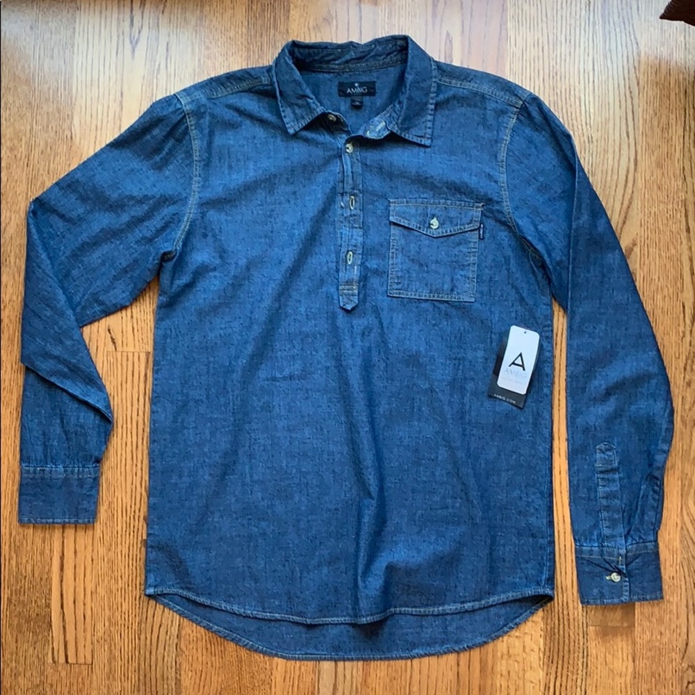 Ambig Clothing | Denim Long Sleeve 1/4 Button Down